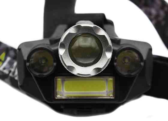 Налобний ліхтар RB129, TD-812-T6, 1х18650 Акк., T6+2хXPE+COB, Zoom, MicroUSB ЗУ Дніпро