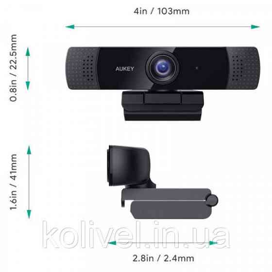 Веб-камера Aukey 1080p FHD Live Streaming Camera, Stereo Mic (PC-LM1E) Київ