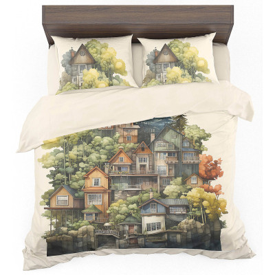 Постільна білизна Home Line Хатки, бязь, полуторний (184468) Вінниця - фото 1