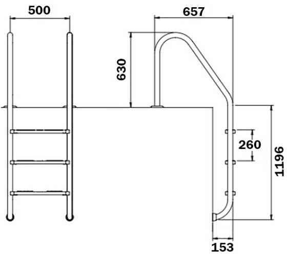 Лестница для бассейнов Flexinox Standard Electropolished (4 ступени). AISI-316L Киев