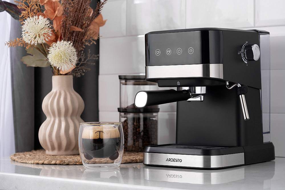 Кавоварка ARDESTO ріжкова 1.5л, мелена, ручний капучинатор, сенсорне керування, чорно-сріблястий Київ - фото 7