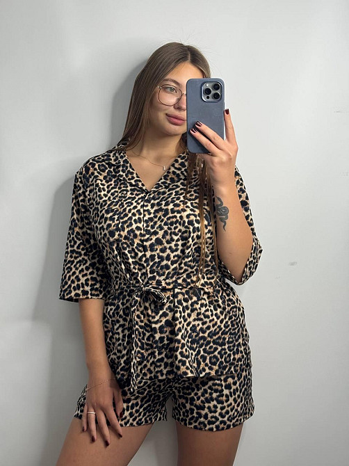 Женский летний костюм из штапель-шёлка в ярком принте Леопард XS-S Харьков - изображение 8