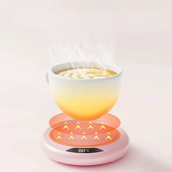Підставка з підігрівом для напоїв, термонагрівач для чашки 20 Вт з USB-дротом і індикатором температури, рожевий Кам'янець-Подільський