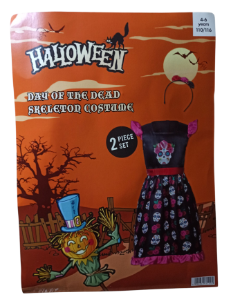 Дитяча сукня з черепами та обручем на Хелловін розмір S 4-6 років чорний Київ