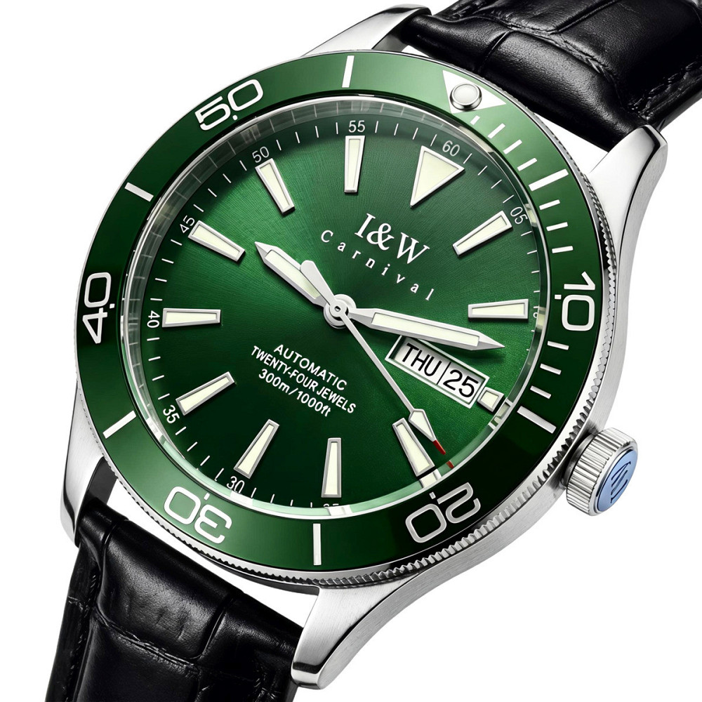 Часы мужские механические Carnival Diver Leather Deluxe 10 Bar (2 ремешка) Винница - изображение 1