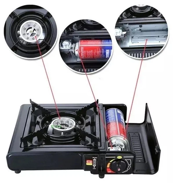 Газовая плита Marc EM BDZ-155-A 2.3кВт c пьезоподжигом и кейсом Черный Винница - изображение 9