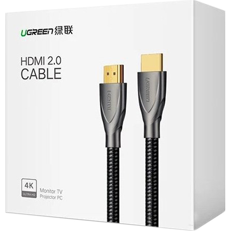 Кабель HDMI - HDMI Ugreen HD131 Carbon Fiber Zinc Alloy 2m Grey Рівне - фото 3