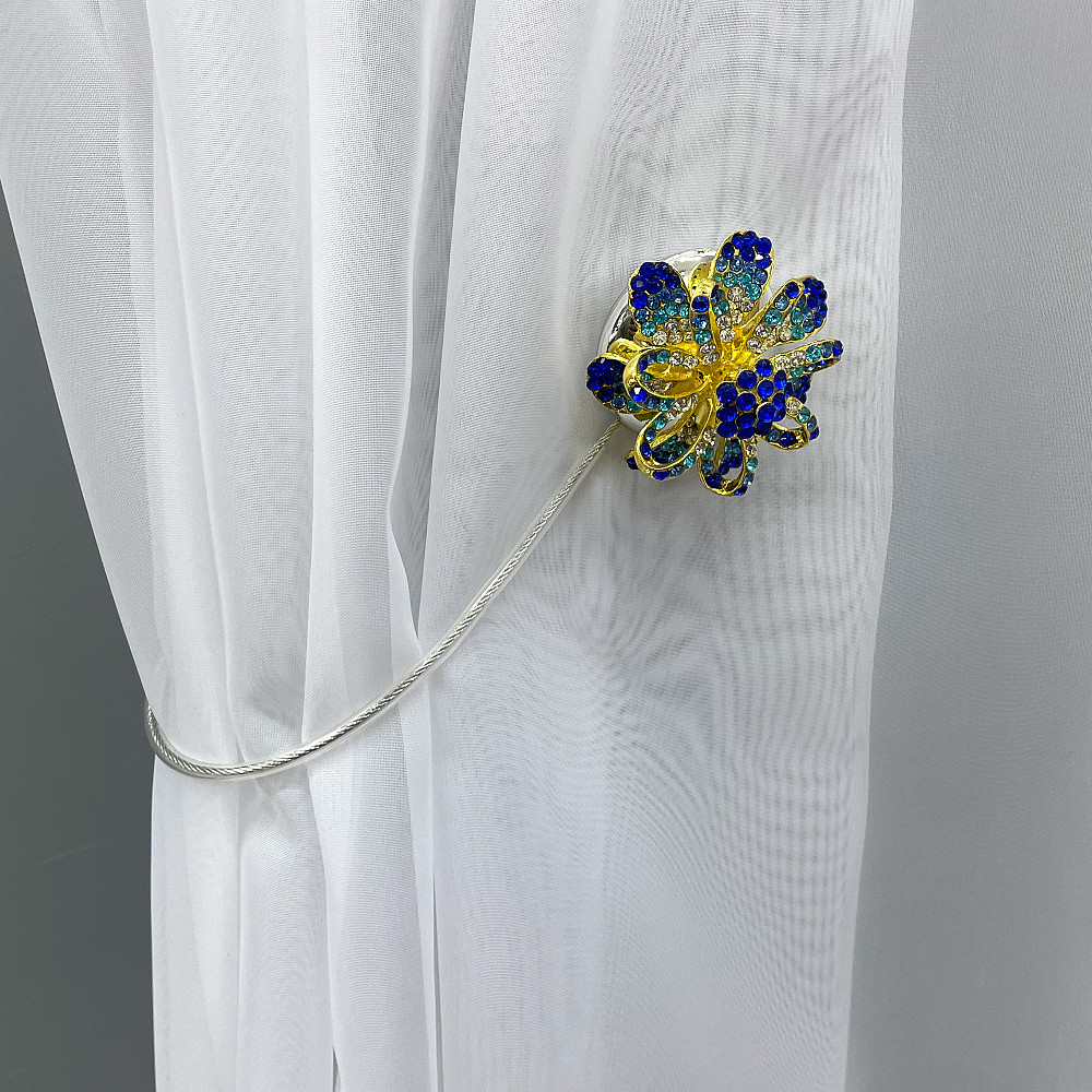 Магніти для штор та гардин "Flowers" набір 2 шт Синій з золотистим (81-199) Київ - фото 3