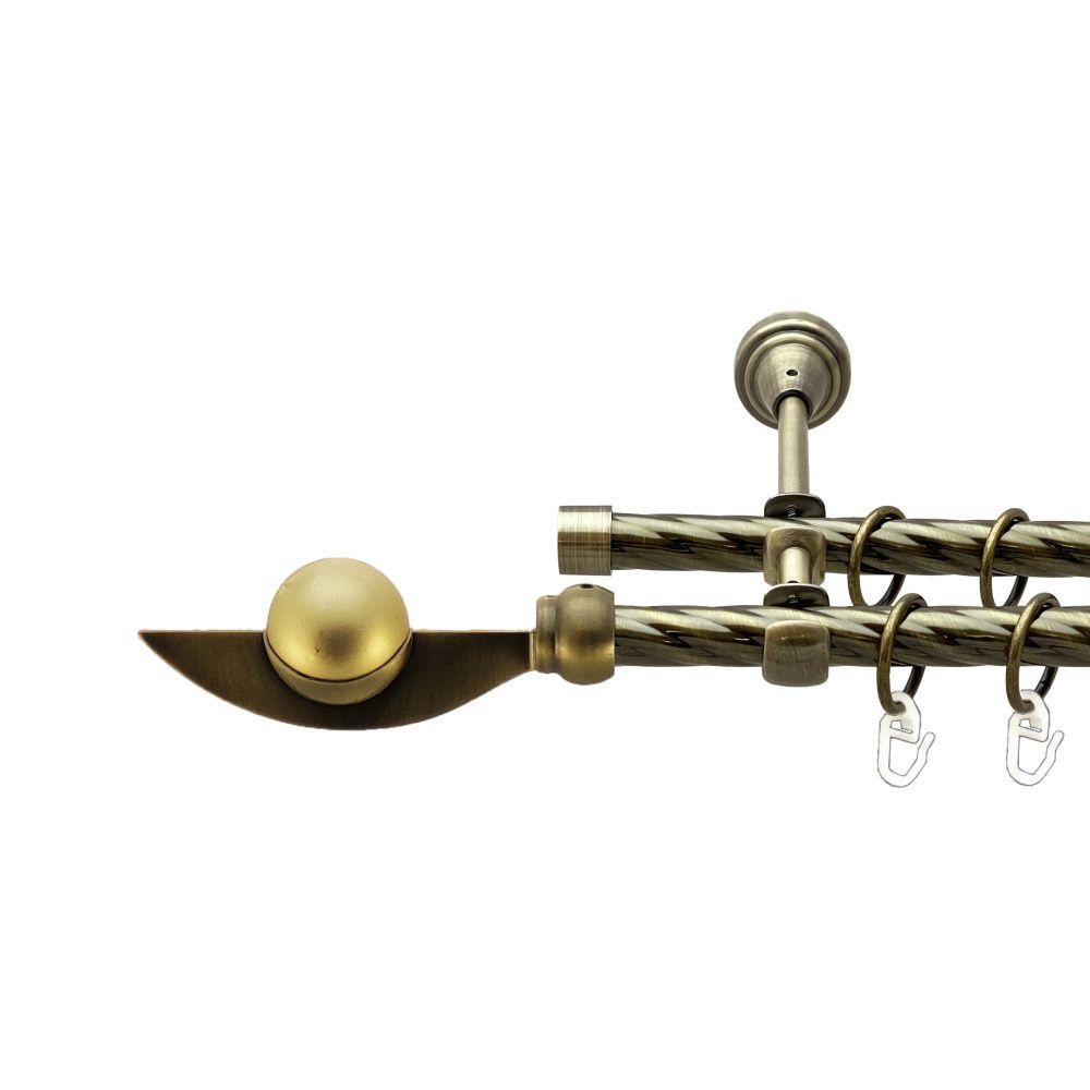 Карниз Orvit Фламінго металевий дворядний відкритий скручена труба кільце металеве Антик 16\16 мм 240 см (00-00022551) Львів - фото 1