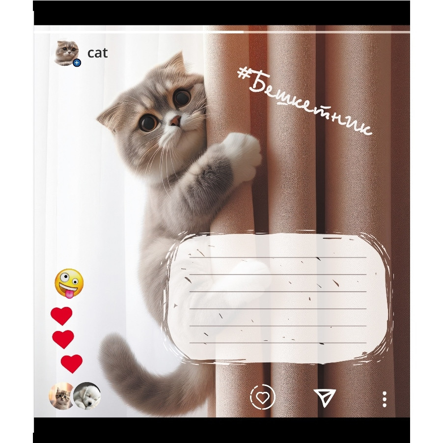 Зошит учнівський "Кішка" 024-550351K-1 в клітинку, 24 аркуші Вінниця - фото 1