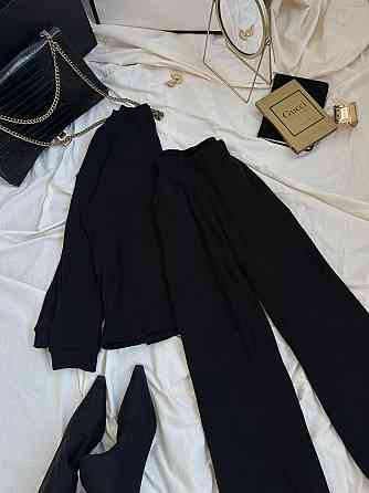 Женский базовый теплый костюм: кофта и брюки ангора рубчик Черный, 42/44 Одесса