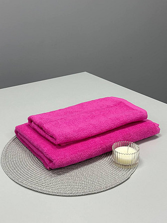 Комплект рушників Ideal Textile однотонних 50х90см + 70х140см 400 г/м2 (56860932) Рожевий Чернівці - фото 2