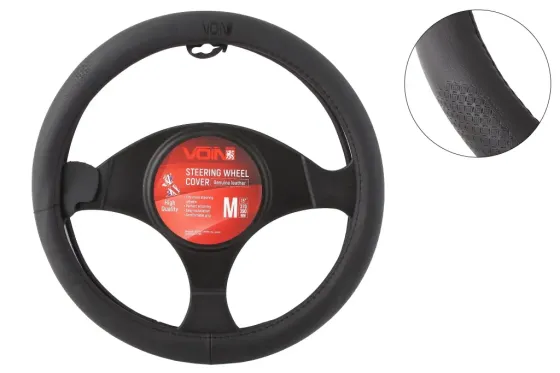 Оплітка на кермо шкіра M без запаху Voin L981-M чорний Вінниця