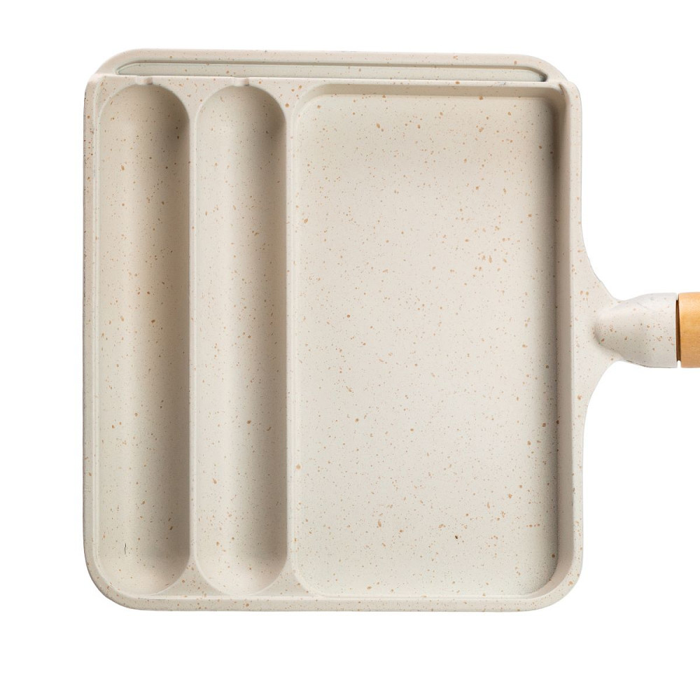 Сковорода прямокутна на 3 секції з антипригарним покриттям бежева HP39572W Коломия - фото 5