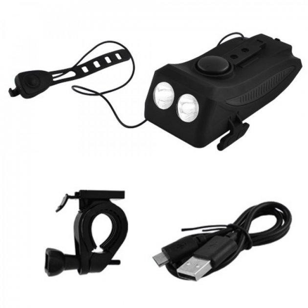 Велосипедний ліхтар фара FY-319 2хL2 + дзвінок + тримач + microUSB + Power Bank (6 режимів дзвінка) Київ - фото 6
