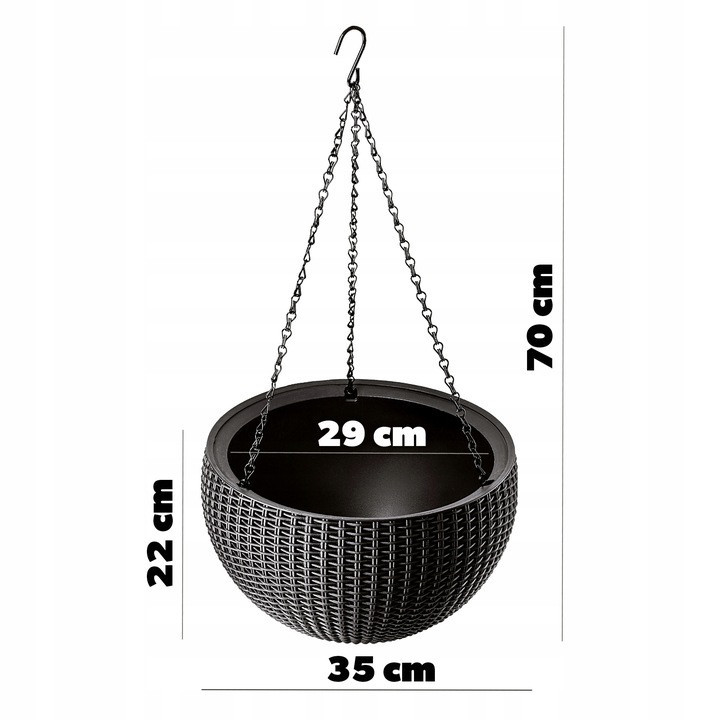 Горщик для рослин Keter Rattan hanging sphere з ланцюжками підвісний, темно-коричневий, 8,6 л Київ - фото 10