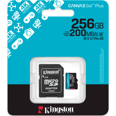 Карта памяти Kingston 256GB microSDXC сlass 10 UHS-I U3 V30 A2 Canvas Go Plus G4 (SDCG4/256GB) Винница - изображение 3