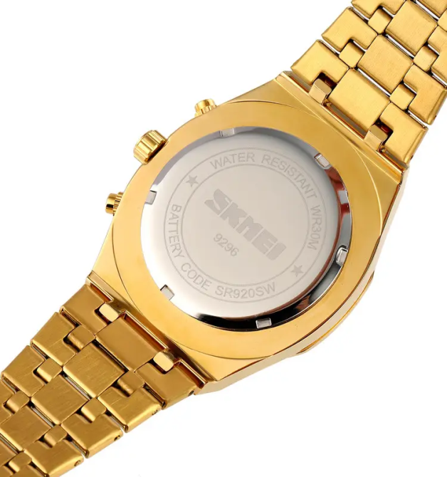 Мужские наручные классические часы Skmei 9296 (Золотые) Винница - изображение 6