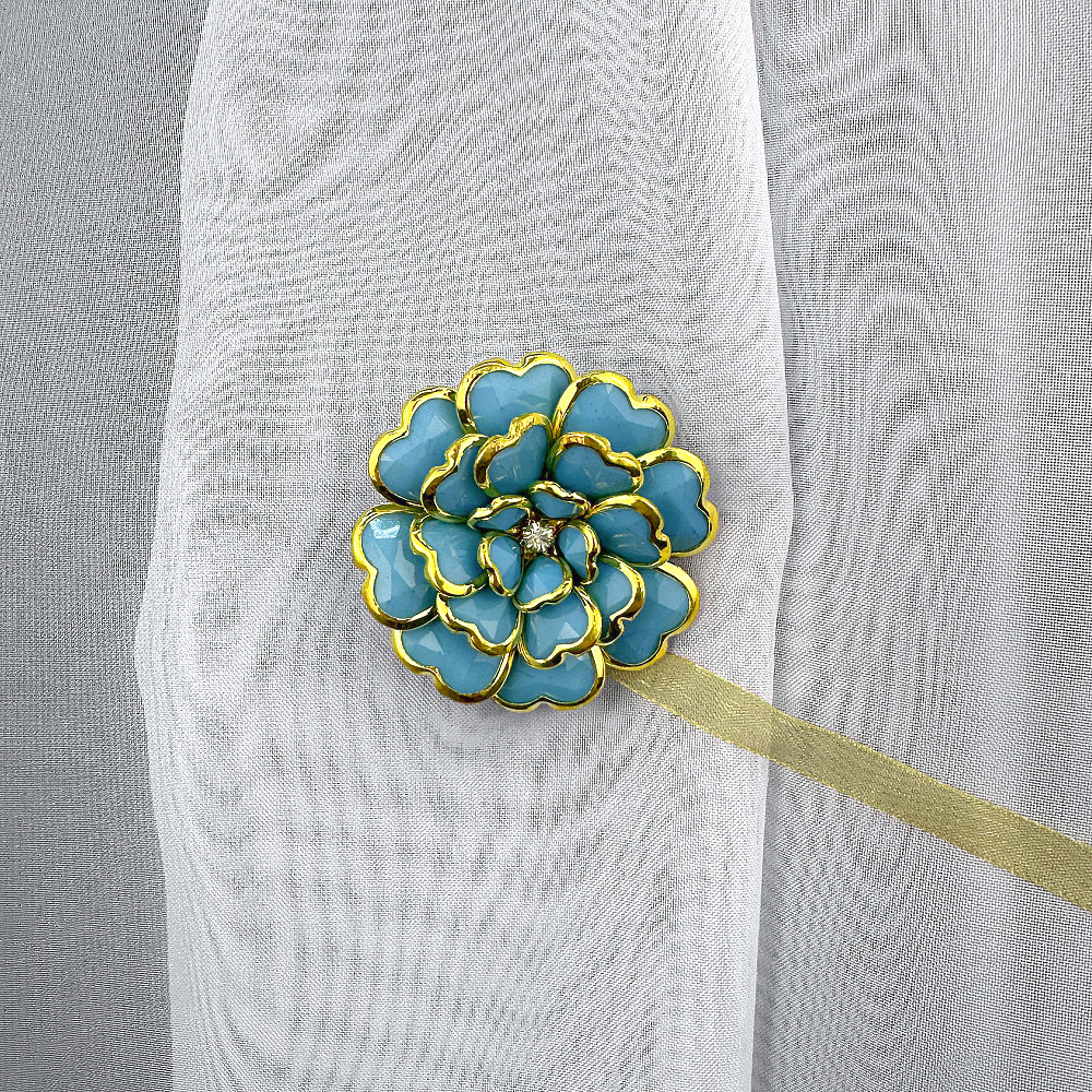 Магниты для штор и гардин Цветок набор 2 шт Голубой с золотистым (81-309) Киев - изображение 2