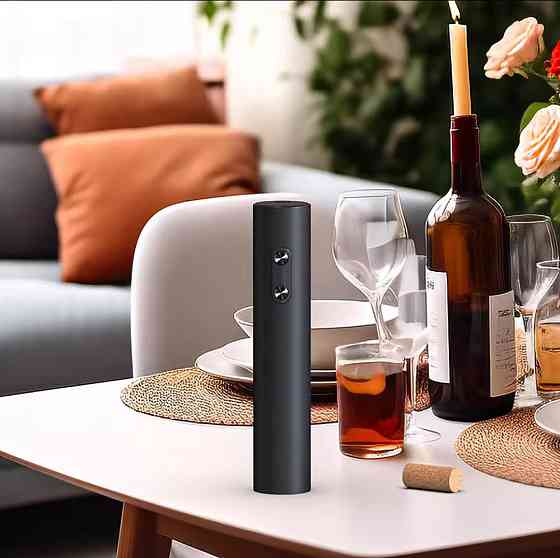 Электрический набор для вина штопор на батарейках 23 см черный Киев