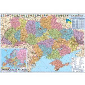 Адмін.-террит.поділ України М1:1 250 000 ( ламінація/планки) Київ - фото 1