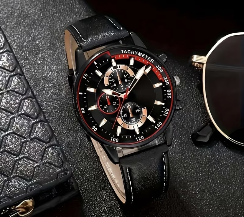 Подарунковий набір для чоловіків Черепаха наручний годинник з 4 браслетами червоний Київ - фото 6