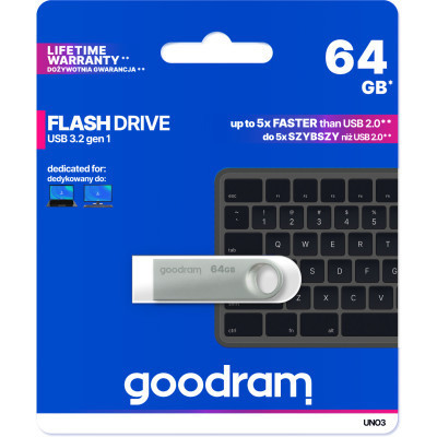 USB флеш накопичувач Goodram 64GB UNO3 Steel USB 3.2 (UNO3-0640S0R11) Вінниця - фото 4