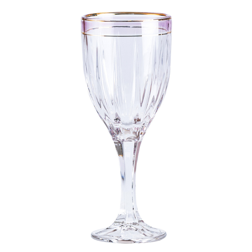 TS Kitchen Келихи для вина із золотою облямівкою 6 шт по 250 мл Рожевий Коломия - фото 2