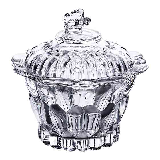 Стеклянная конфетница с крышкой Ø9 см прозрачная Киев