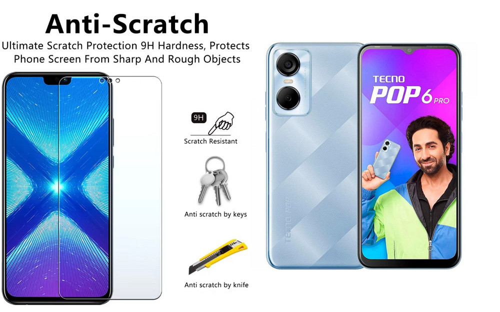 Защитное стекло NeoGlass для Tecno POP 6 Pro (BE8) – ультрапрозрачное и устойчивое Киев - изображение 1