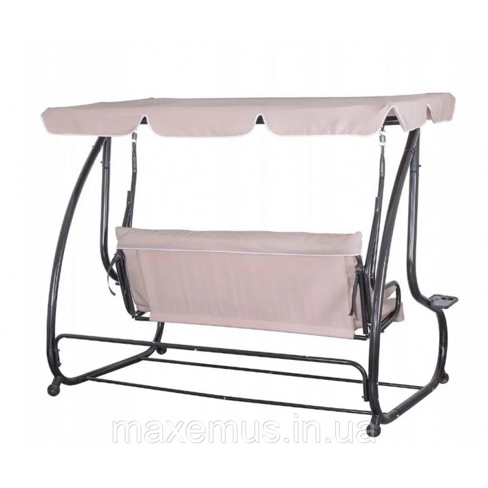 Садовые качели для дачи и дома трехместные уличные качели с навесом Bonro Garden BW-002 дачные качели бежевая Мостиська - фото 4