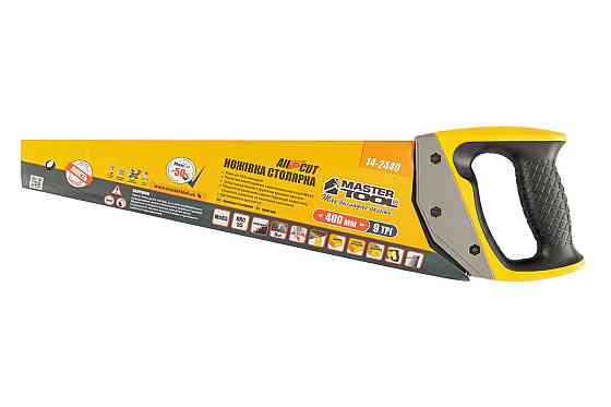 Ножовка столярная 400 мм MASTERTOOL BLACK ALLIGATOR 9TPI MAX CUT закаленный зуб 3D заточка тефлоновое покрытие Ровно