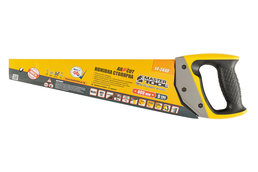 Ножовка столярная 400 мм MASTERTOOL BLACK ALLIGATOR 9TPI MAX CUT закаленный зуб 3D заточка тефлоновое покрытие Ровно - изображение 3