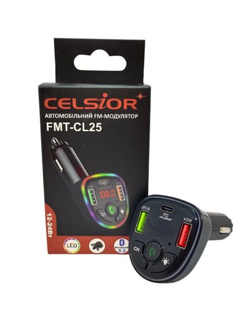 FM-Трансмітер CELSIOR FMT-CL25 12-24V, 3.1A Bluetooth Вінниця - фото 1