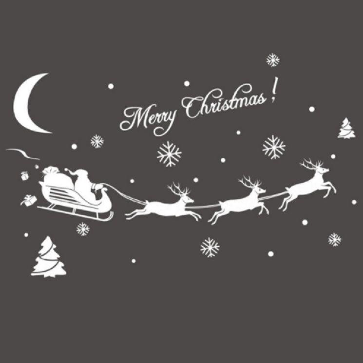 Новогодние наклейки на окна Олени 60 на 18 см белый Киев - изображение 7