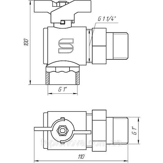 Кран кульовий кутовий з американкою SELBA 1| SL1543 Чернівці