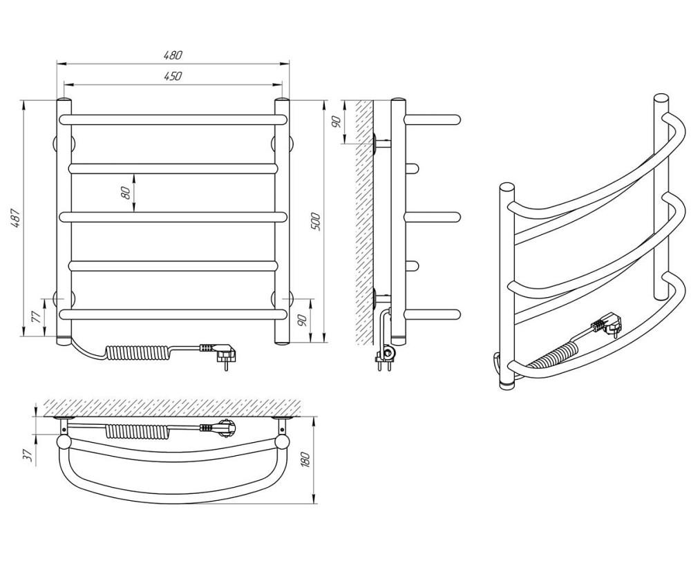 Електрична рушникосушарка Laris Євромікс П5 450Х500 Е сенсор S3 ліве підключ Київ - фото 8