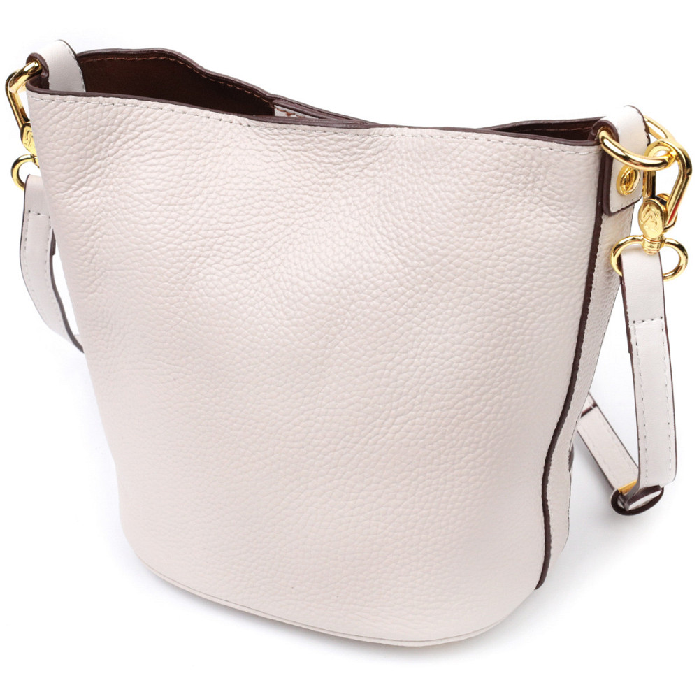 Компактна сумка жіноча з автономною косметичкою всередині з натуральної шкіри Vintage 22365 Біла Київ - фото 2