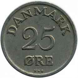 Монета 25 эре. 1948-1960 год, Дания. (В) Полтава