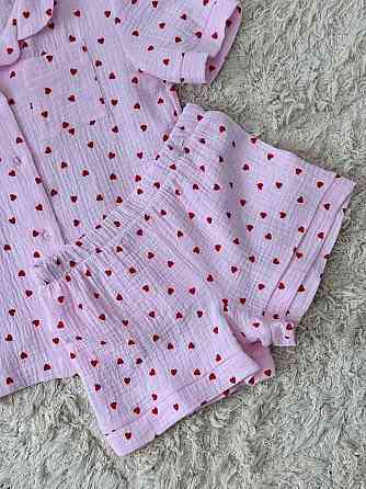 Дитяча муслінова піжама з серцями Рожевий р 110-116 Харків