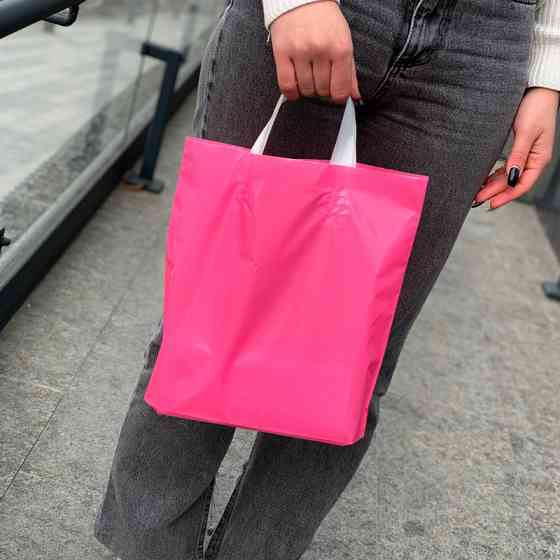 Пакет пищевой LDPE розовый, 30х30(+3)см, 60 мкм, с петлевой белой ручкой, (50 шт.) Павлоград