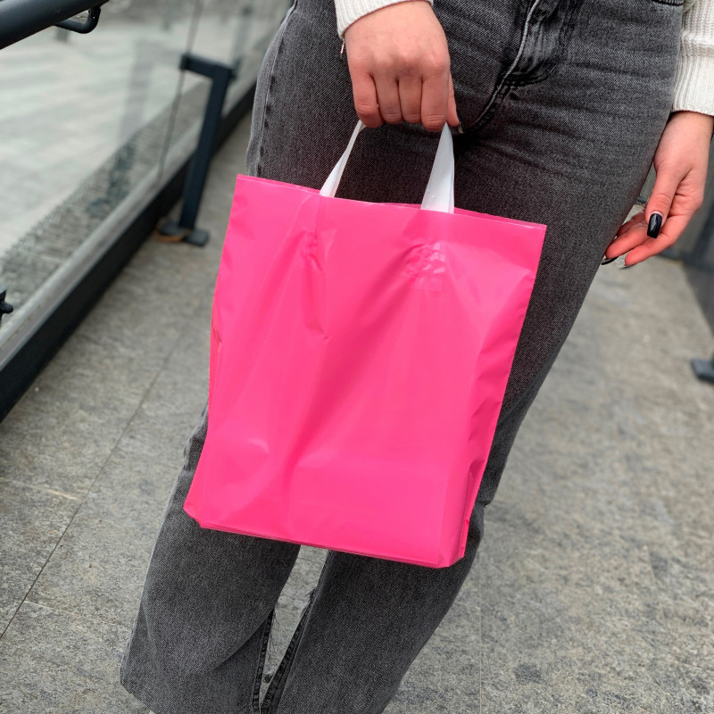 Пакет пищевой LDPE розовый, 30х30(+3)см, 60 мкм, с петлевой белой ручкой, (50 шт.) Павлоград - изображение 3