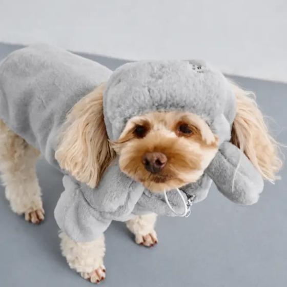 Шапка ушанка для собак меховая зимняя Dogs Bomba теплые ушки 1 Серый Одесса