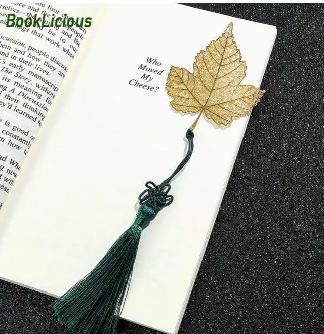 Металлическая закладка-листок с зеленой кисточкой – 13 см Киев - изображение 2