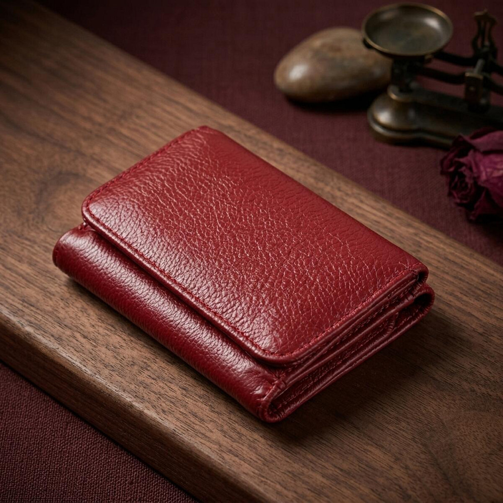 Компактний гаманець зручного формату із натуральної шкіри ST Leather 23077 Бордовий Київ - фото 14