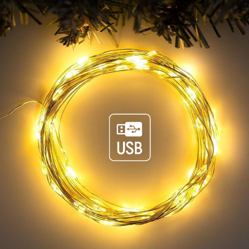 Світлодіодна гірлянда роса 100 Led 10м 8 режимів теплий колір USB CW-G-100L10NU ColorWay Житомир - фото 1