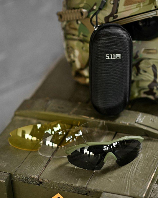 Тактические баллистические защитные очки 5.11 FIVE ELEVEN 3 линзы  олива ВТ1127 Одесса - изображение 4