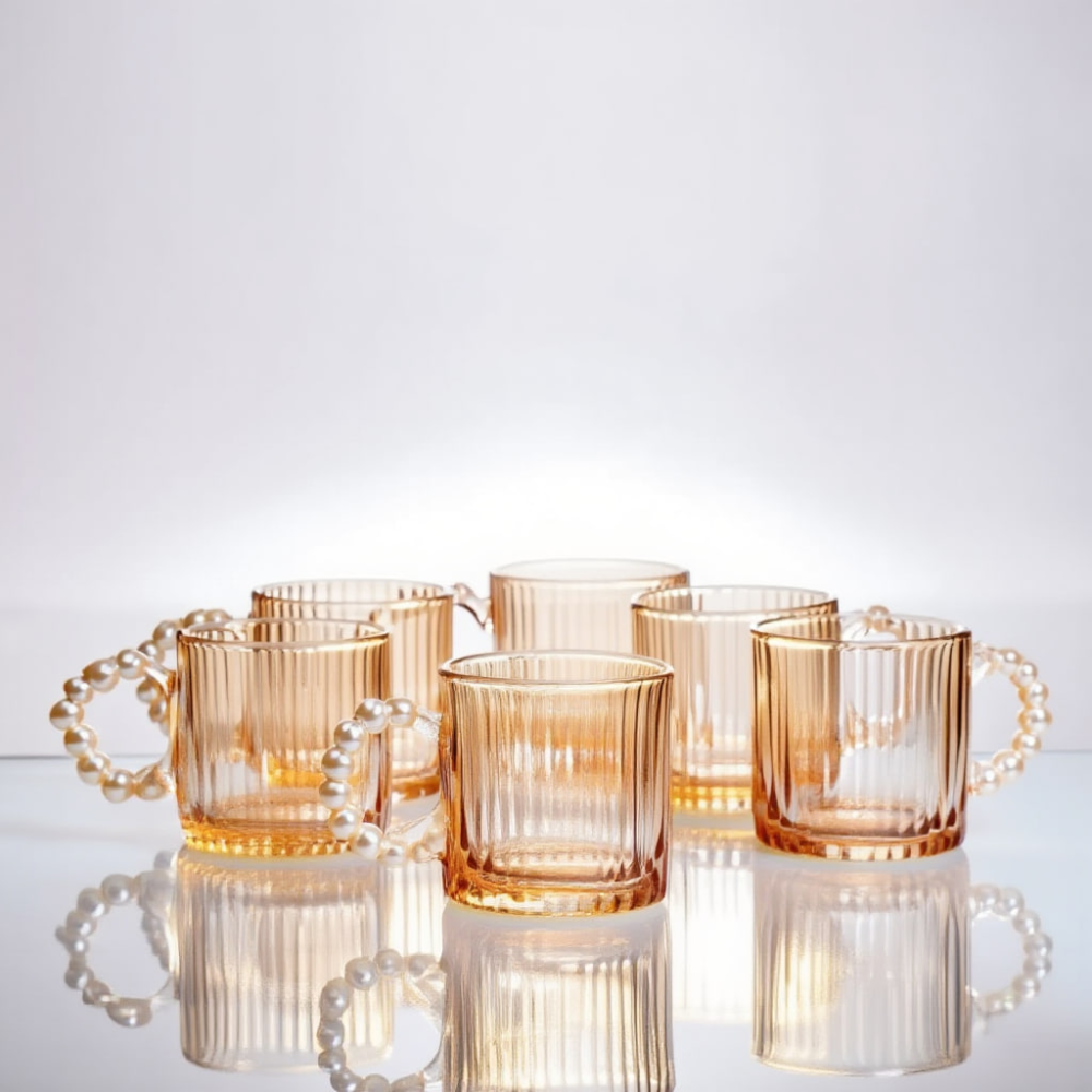 Чайний набір зі скляним чайником та 6 чашками, коричневий Київ - фото 4