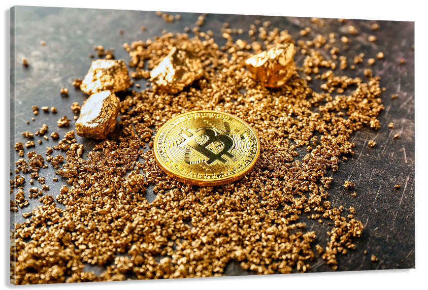 Модульна картина у вітальню / спальню  Біткоін      MLP_346 ( 60х30см ) 50x100 см Київ - фото 1