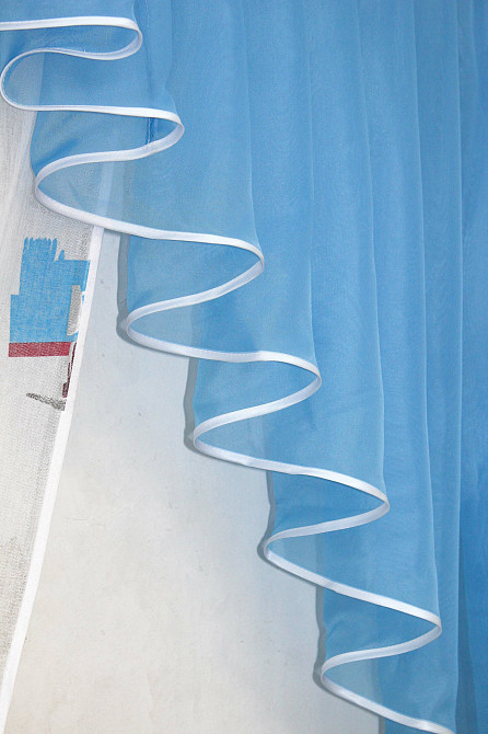 Кухонный комплект VR-Textil № 062к шторка с ламбрекеном голубой с белым 150х170 см (59-740) Киев - изображение 5